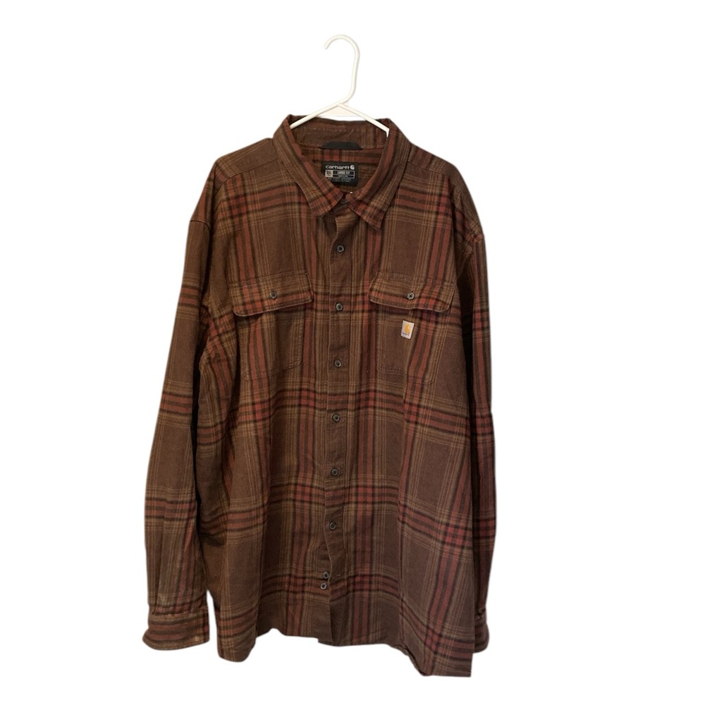Carhartt Brown Plaid Casual Button Down Shirt
